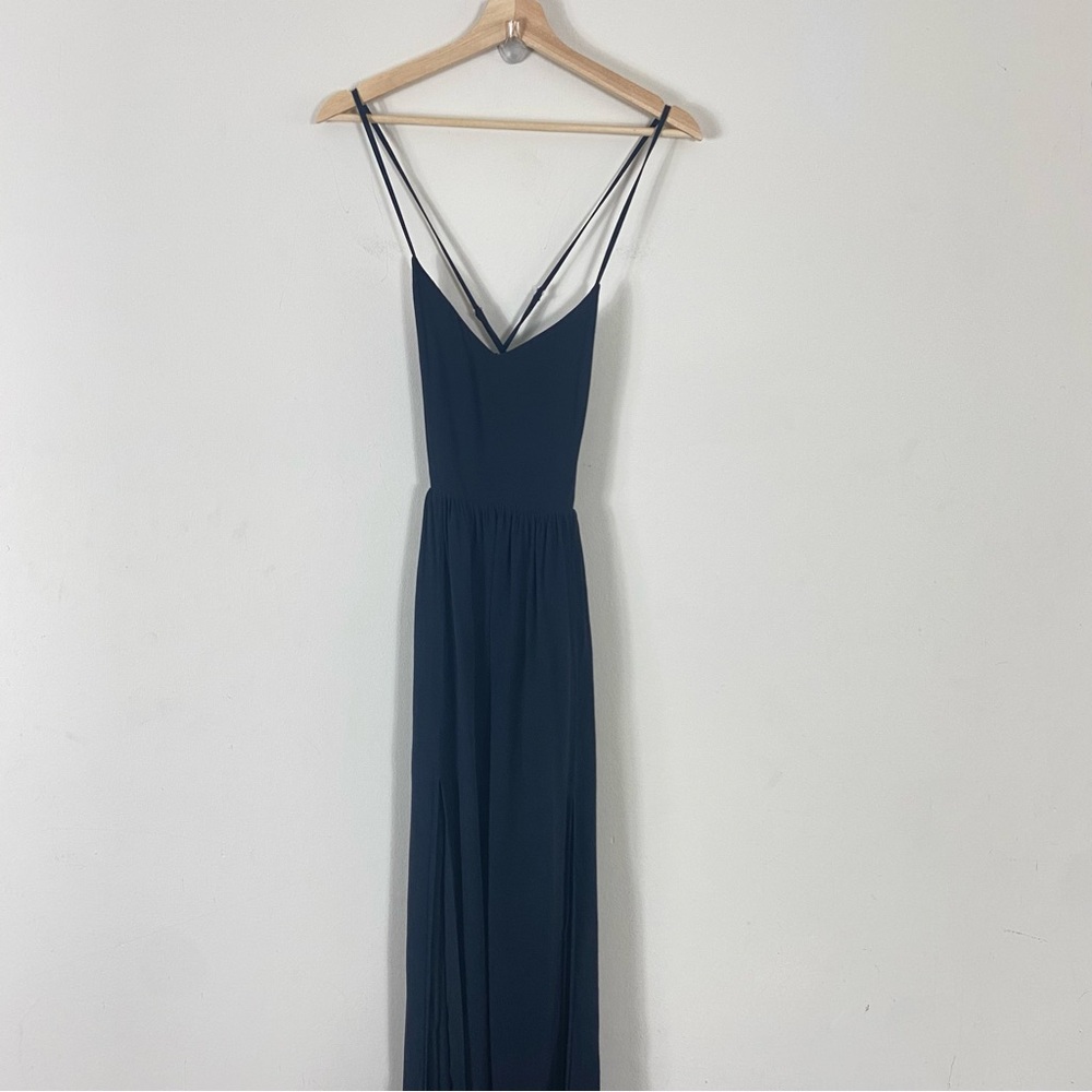 Blaque Label Black Double Slit V Neck Criss Cross Back Maxi Dress - M - Picture 3 of 13
